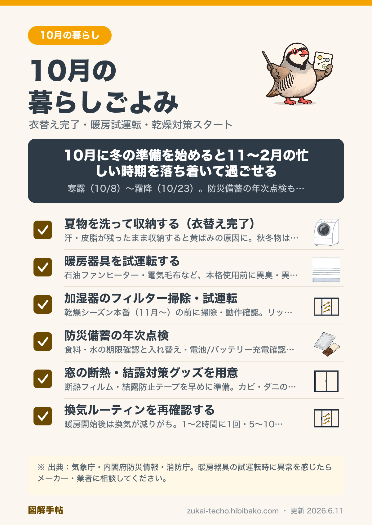 10月の暮らしごよみ チェックリスト図解