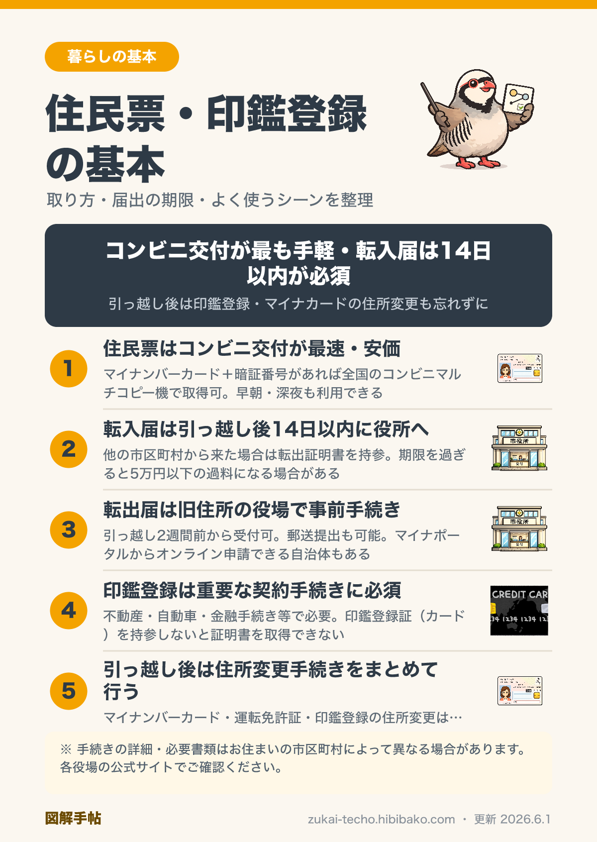 住民票・印鑑登録の手続きフロー図解