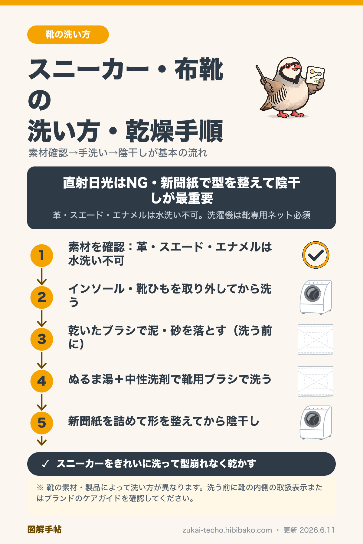 靴の素材別洗い方手順図解