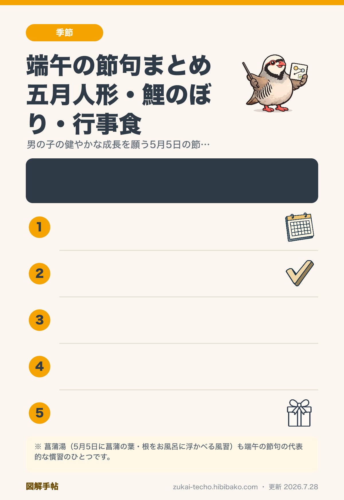 端午の節句の飾り方と行事食をまとめた図解